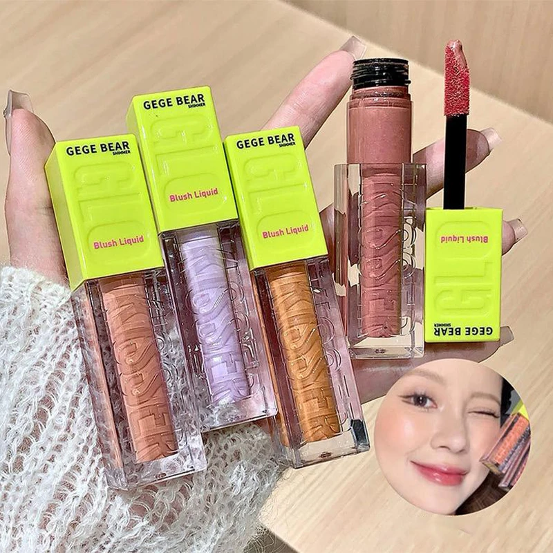 Shimmer Liquid Blush Wodoodporny, odporny na pot rozjaśniający policzek Rouge Nude Color Highlight Contouring Shimmer Blush Płynny makijaż twarzy