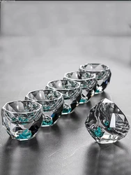 Creative Crystal Faceted Liquor Glasses Vodka Whiskey Spirits Glasses Turquoise Scales Dispensers Home Sip Glasses Bar Utensils