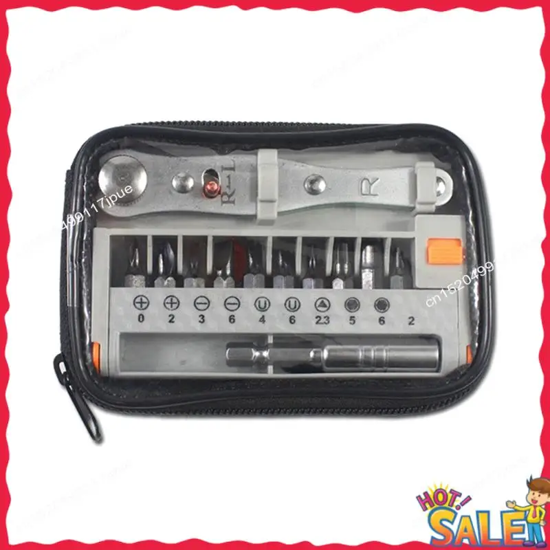 BOFO 12Pcs Portable Bidirectional Ratchet Screwdriver Set Multi-Purpose Screwdriver Set Portable Ratchet Hand Tools Durable Grey