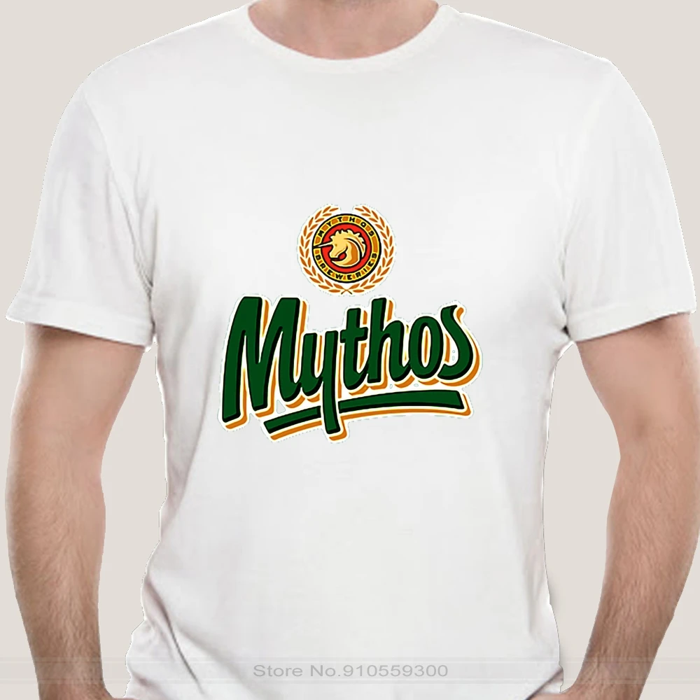 cotton tshirt men summer fashion t-shirt euro size New MYTHOS GREEK BEER LOGO BLACK   WHITE T-SHIRT SIZE S - 5XL