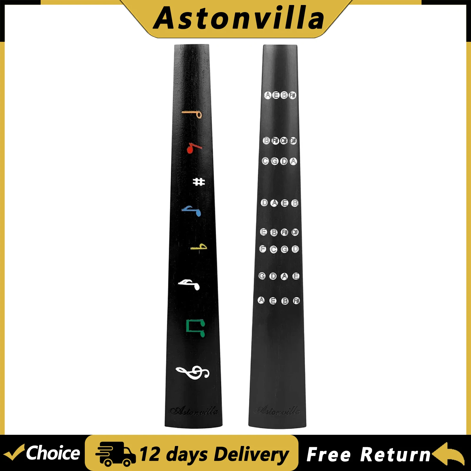 Astonvilla 4/4 Ebony Violin Fingerboard with Musical Scale Handmade Solid Wood Fiddle Fretboard Stringed Instrument Accessories