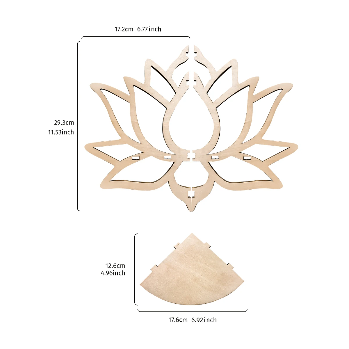 1-delig creatief eenvoudig nagelwandopbergrek (zonder spijkers), zwarte eenvoudige lotusvormige wanddecoratiehangers, DI