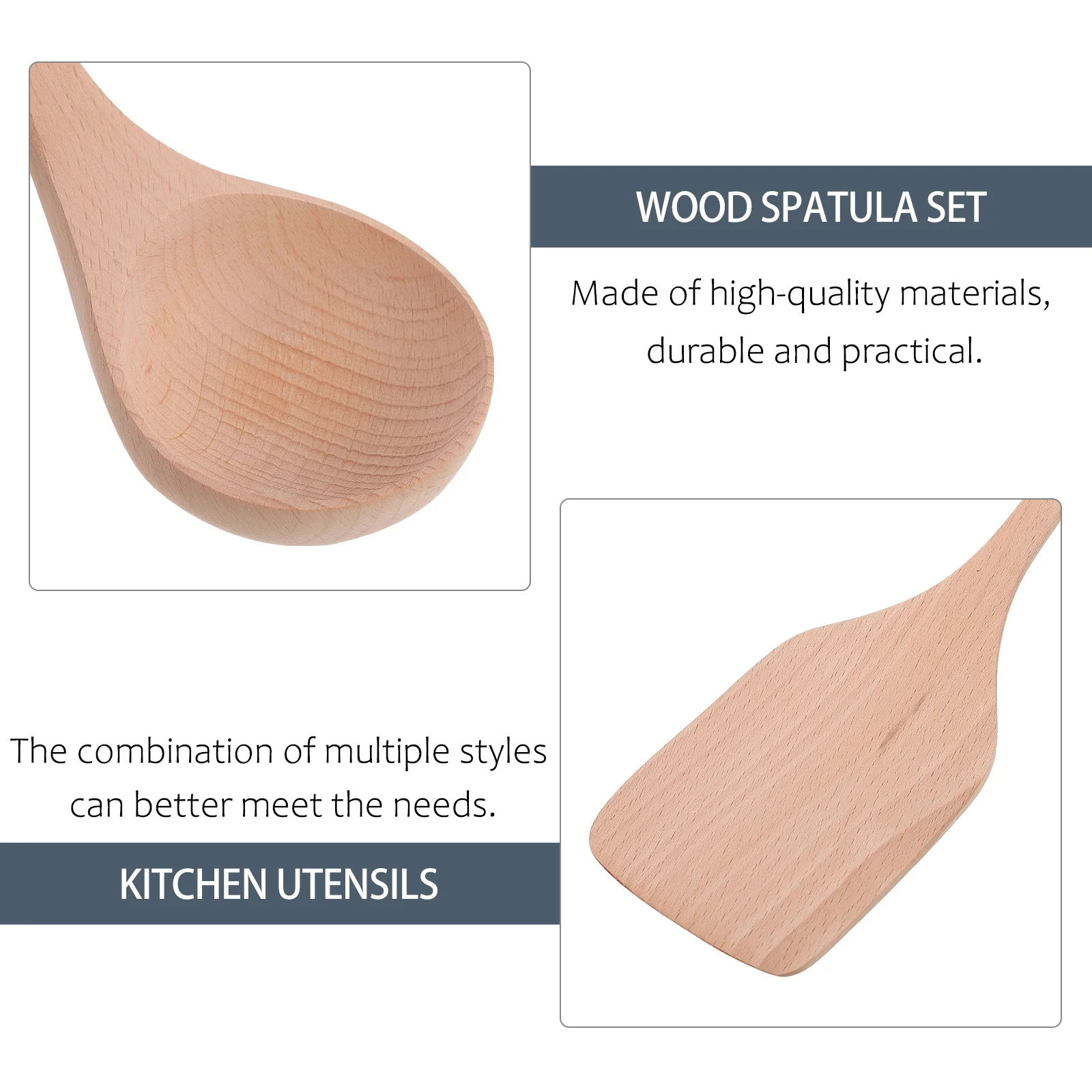 

1Set Kitchen Utensil Kit Wooden Cooking Tools Ergonomic Thermally Insulated Kitchenware Set for Cooking Food