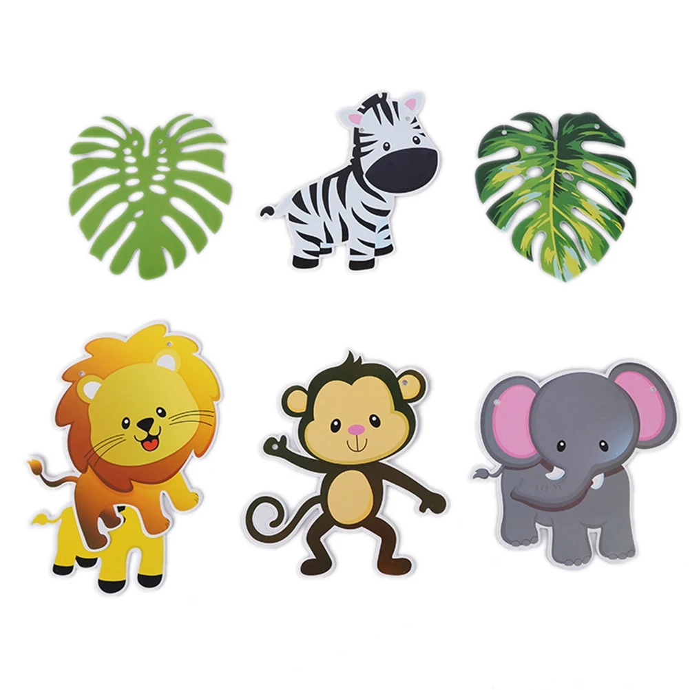 

Animal Palm Leaf Flags Cartoon Banners Themed Decorations Bunting Garland Party Supplies Wedding Jungle Tropical Banner Wall