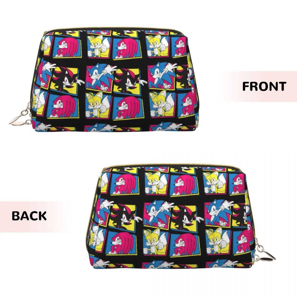Sonic The Hedgehog Shadow Tails Knuckles Women Cosmetic Bags Travel Makeup Organizer Pouch Toiletry Storage Dopp Kit Case