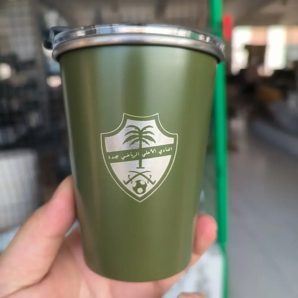 Saudi Arabia Football Team Logo New 304 Stainless Steel Beer Mug Outdoor Camping Coffee Mug Wholesale 345ml