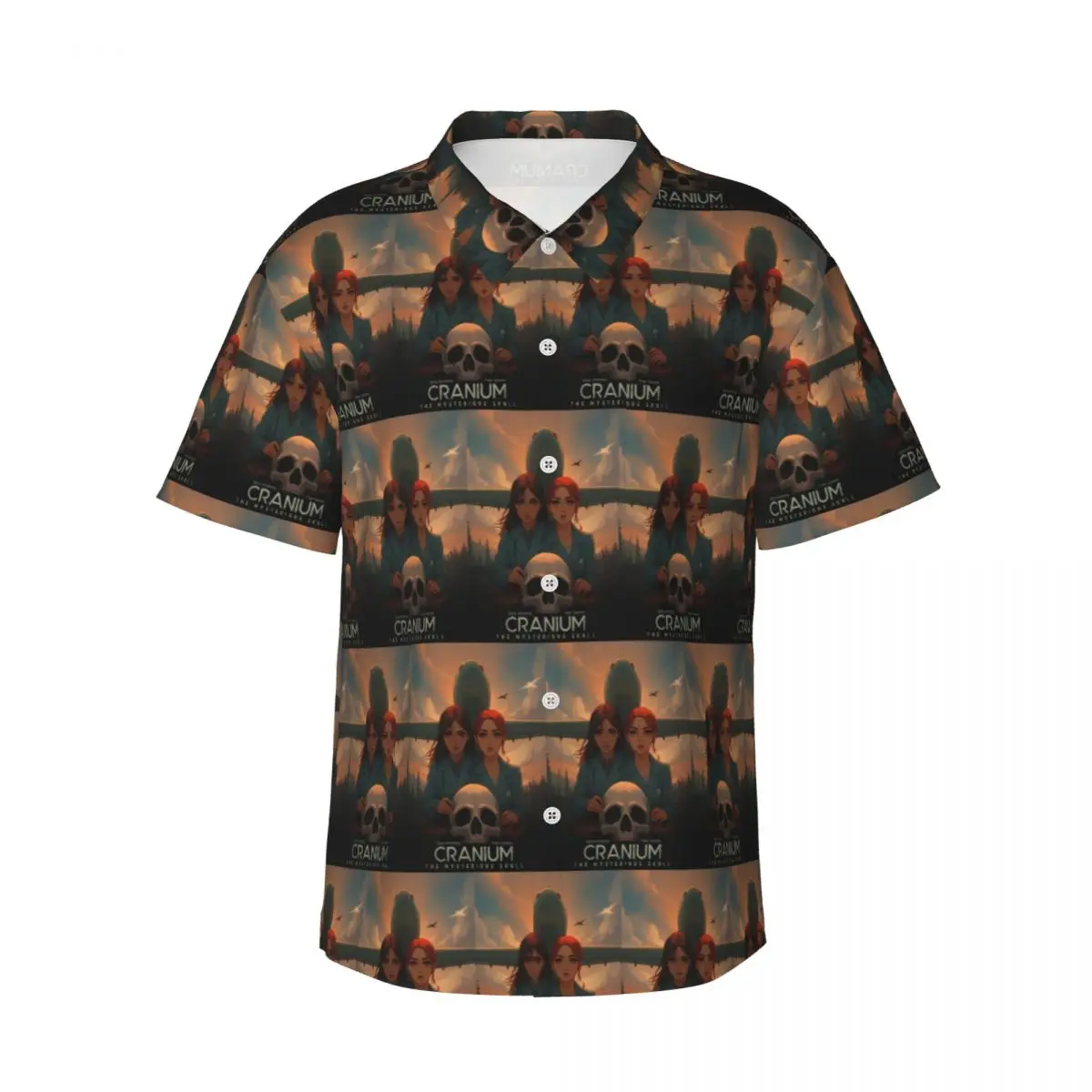 

Cranium Freenbecky Poster Men's Shirts Hawaiian Short Sleeve Shirt Fashion Button Tops for Summer Beach