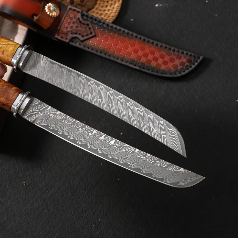 Premium Damascus Steel Fixed Blade,Outdoor Knife,Hunting,Hiking and Expedition Wilderness Survival EDC Tool,Best Gift for Men