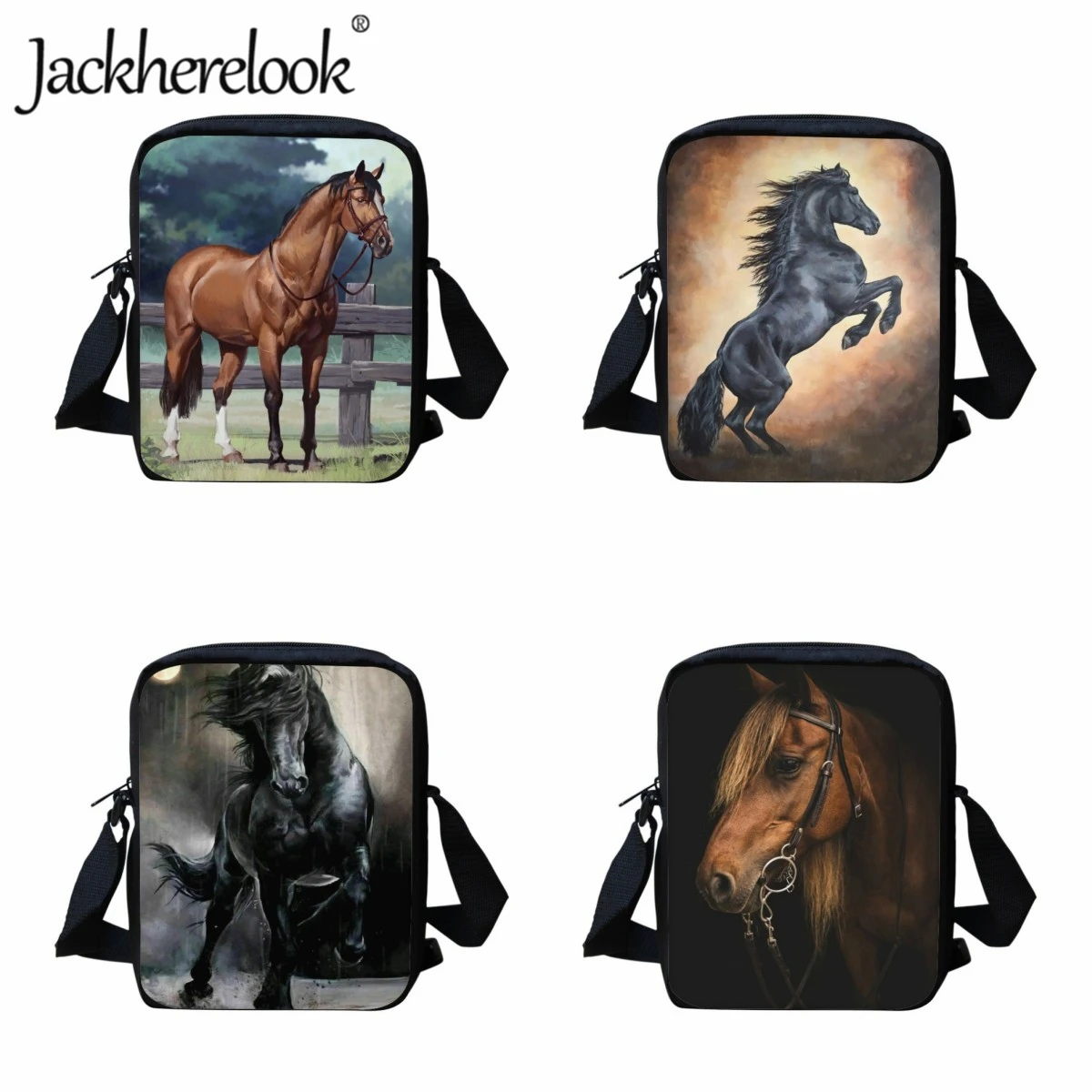 

Jackherelook Running Horse Schoolbags Children's School Lunch Bag Practical Girls Travel Shopping Bag Kids Boys Crossbody Bag