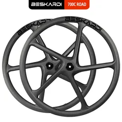 700C Carbon Wheel 5 Spoke FiveSpoke 1450g 27mm Width Ceramic Bearing 12 Speed Hub Clincher Road Bicycle Rim Disc Brkae Beskardi