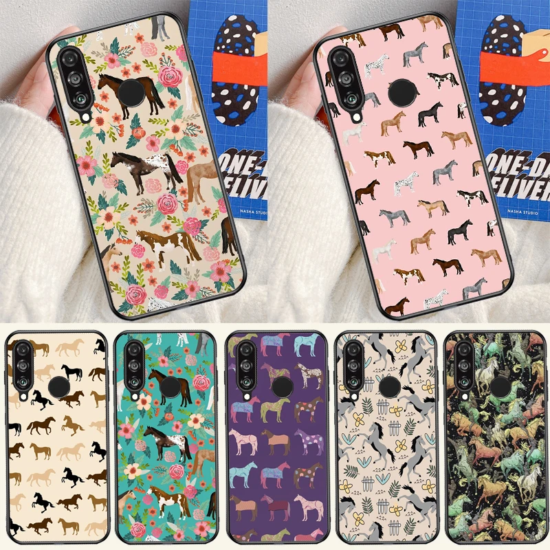 Collage de patrones de caballos para Huawei Nova Y91 Y90 Y60 Y70 Y72 Y61 9 10 SE 12i 12s 11i 5T P60 Pro P20 P30 P40 Lite