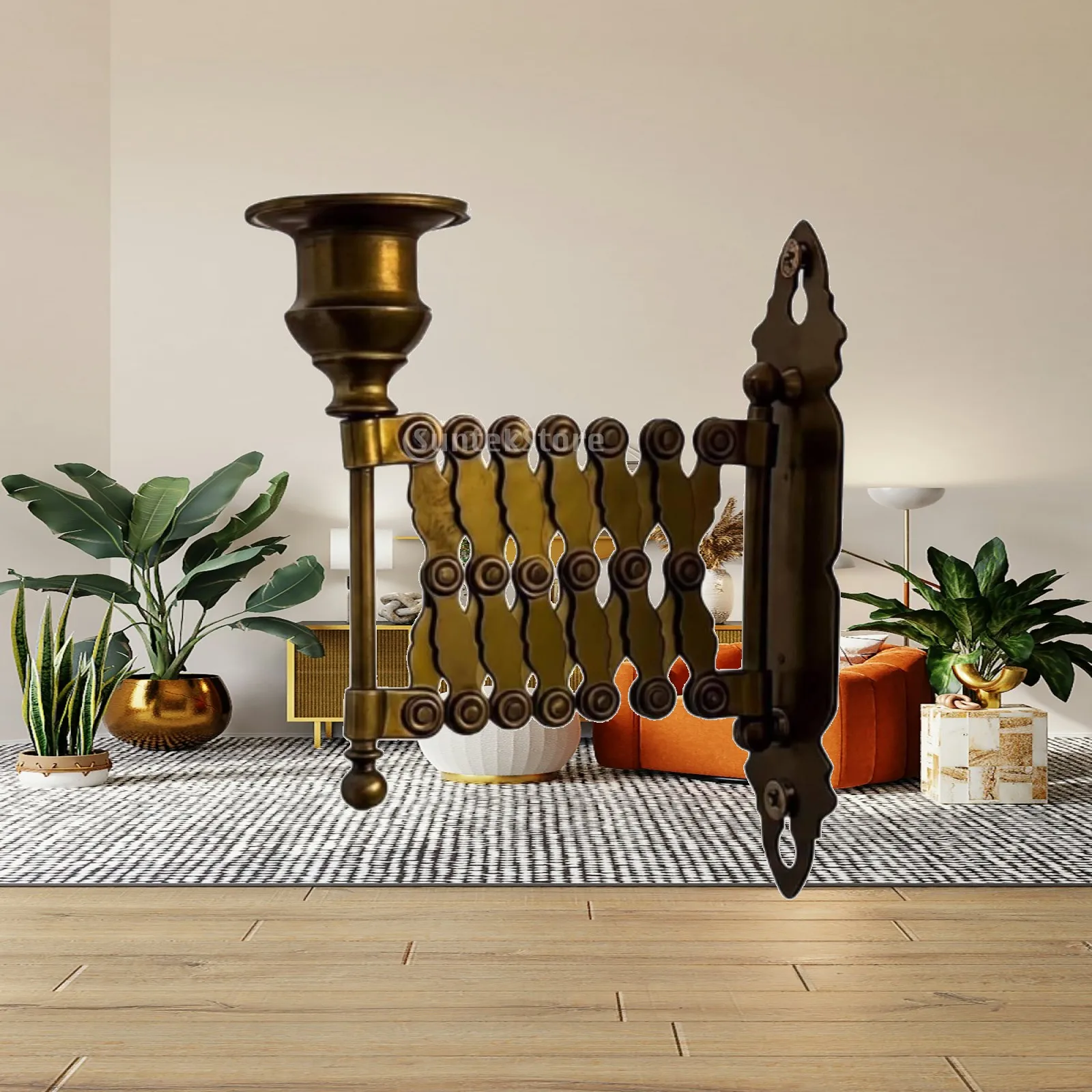 Metal Extendable Candle Holder Vintage Brass Wall Sconce Adjustable Arm for Room Decoration Home Luxury Ornaments