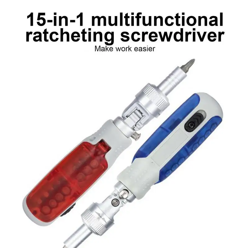 Ratcheting Screwdriver Set 15-in-1 Professional Angle Screwdriver Repair Tool 180 Degree Rotation Magnetic Screwdriver With 3