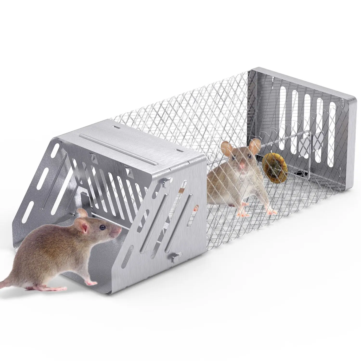 

For Automatic Continuous Rat Trap Single Door Mouse Cage Humane Live Animal Trap Cage Indoor Outdoor for Small Rodents Mice Vole