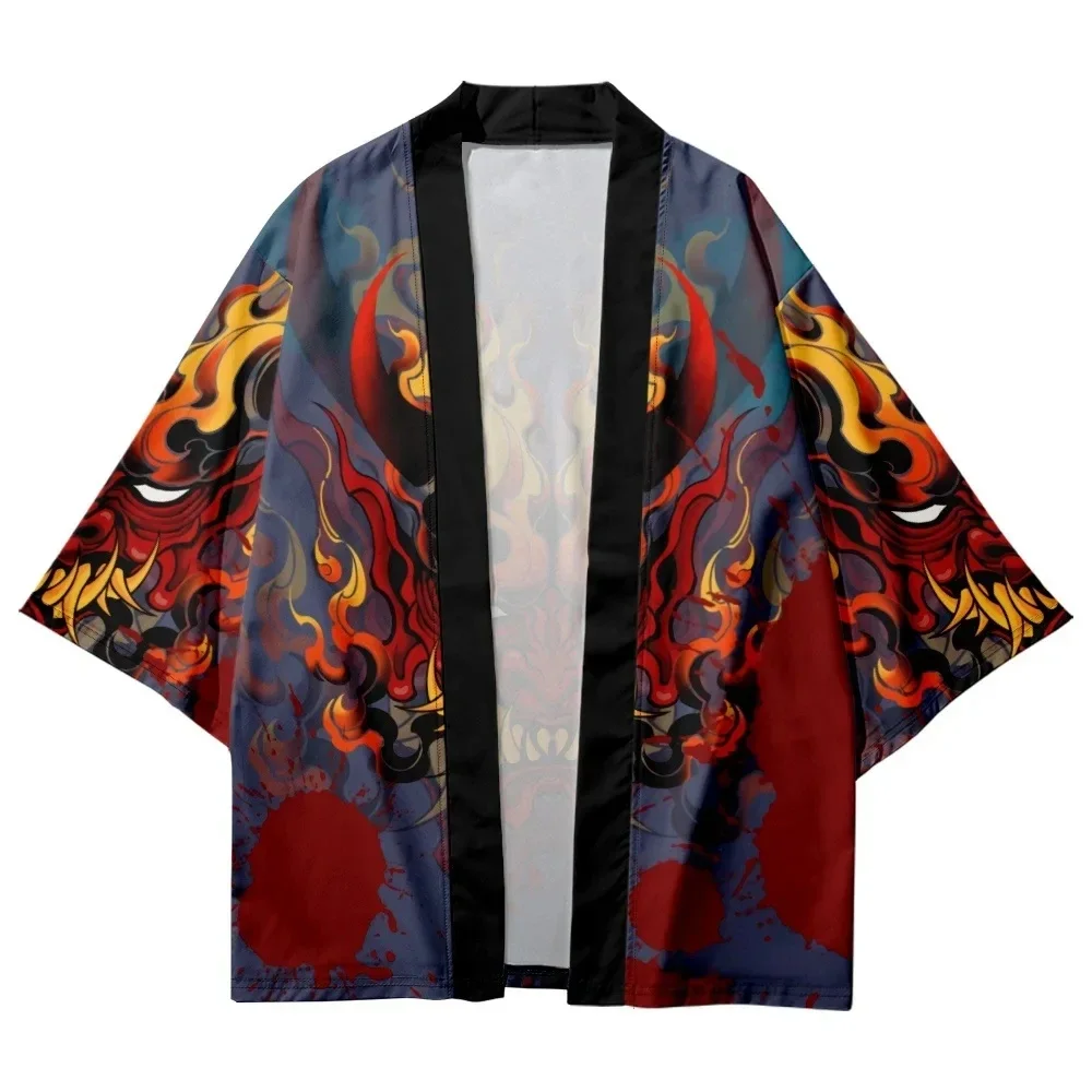 Japanese Devil Graphic 3D Printed Women’s Kimono 2024 New Japan Classic Unisex Trend Haori Outdoor Street Men's Cardigan