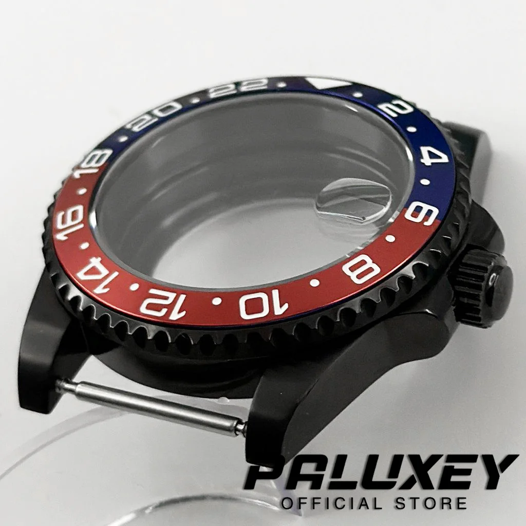 NH35 40mm Preto Roxo GMT Moldura Diver À Prova D 'Água Fit NH34 NH35 NH36 NH38 NH70 NH72 ETA2824 Movimento Caixa de Relógio de Vidro Safira