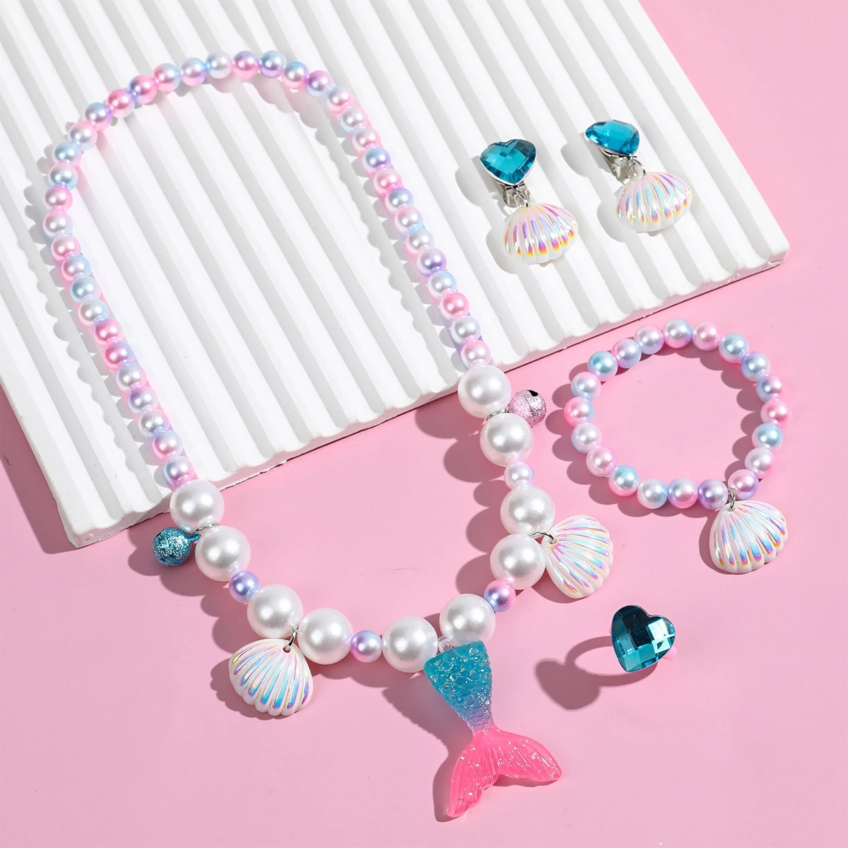 Set Gioielli Bambina Con Perle E Cuore – Collana, Orecchini, Anello E Bracciale, Regalo Perfetto Per Compleanno E Natale - 2