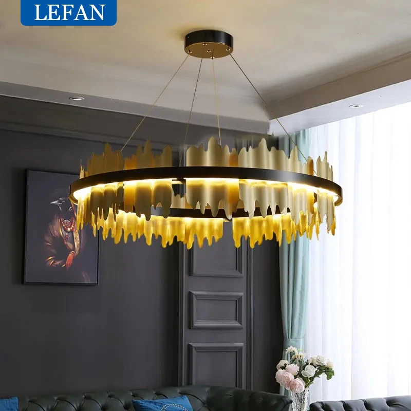 Modern Luxury Fixtures Led Chandelier Living Room Round Hanging Lamp Home Decoration Light Dining Room Bedroom Pendant Lighting