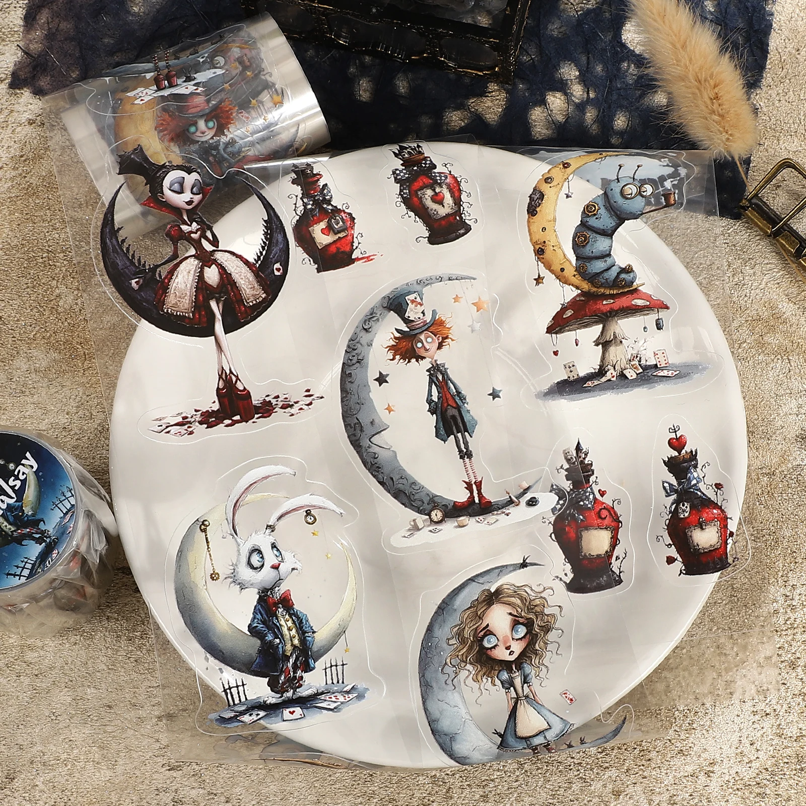 60mm*200cmvintage Moon Character Landscape PET Tape Creative DIY Journal Material Collage Scrapbooking Stationery