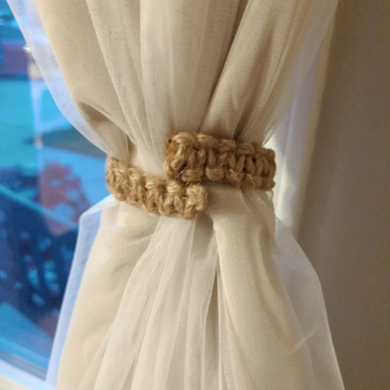 Jute Braided Curtain Holdback Rope Curtain Tiebacks for Decorative Curtain Holdbacks Fashion Woven Hanging Bandage Home Decor