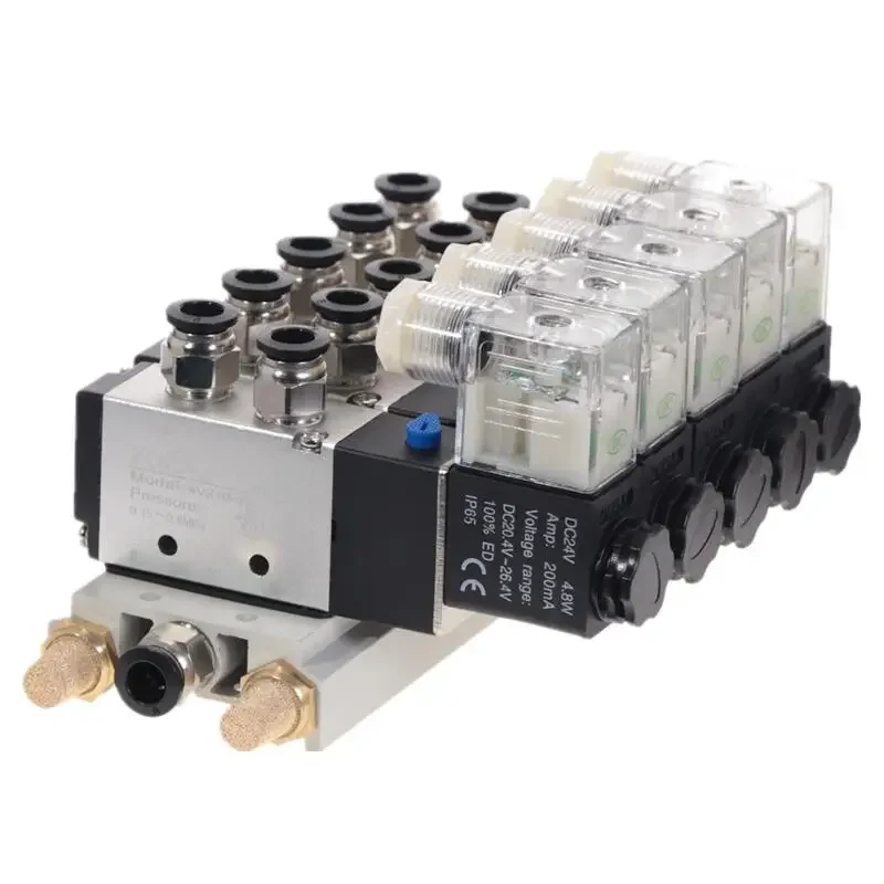 5 Way Pneumatic Combination 4V210-08 12V 24V 110V 220V 2 Position Single Head Pneumatic Solenoid Valve w Base