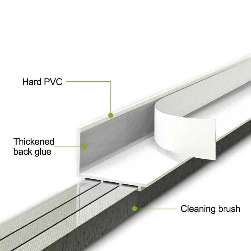 مانع النسيم 3-Layer تصميم مسودة الباب سدادة الحشرات برهان الغبار برهان الباب السفلي ختم فرشاة ختم الباب يكنس الباب السفلي #3