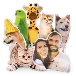 Custom Pet Pillow with Picture, Personalized Dog Cat Face Shaped Photo Pillow, Customized Stuffed Animal Pillows Memorial Gifts