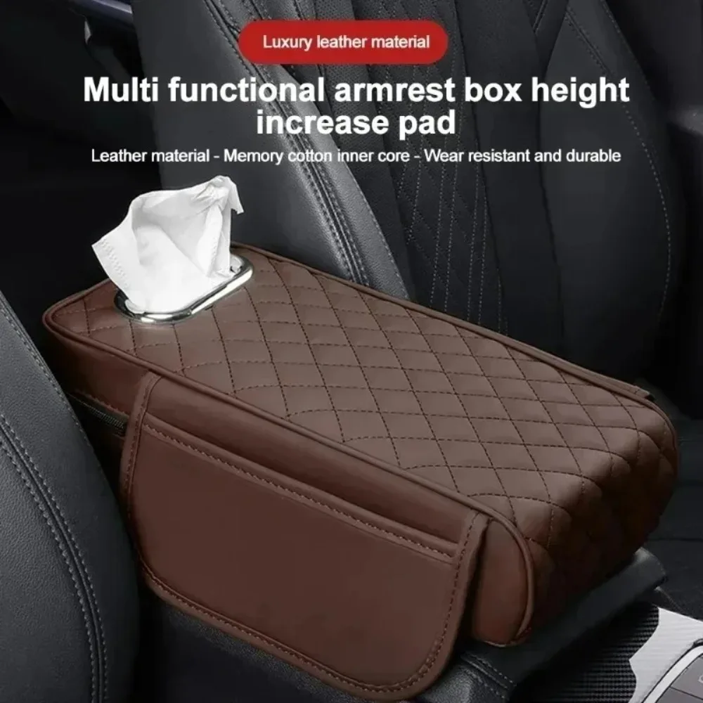 

New for Car with Storage Box and Tissue Pocket Thicken Center Console Armrest Cushion Memory Foam Protector Mat