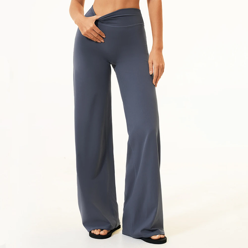 High Waist Yoga Flared Pants Women Hip Lifting Quick Dry Wide-leg Trousers Summer Sports Bell Bottom Pants Workout Flared Pants