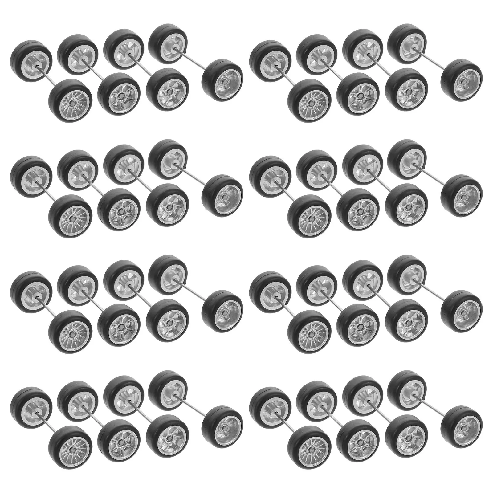 

16 Pairs Kids Vehicle Wheel Car Toy Tire Model Tires Parts Accessories Wheels Replacement Toys Plaything