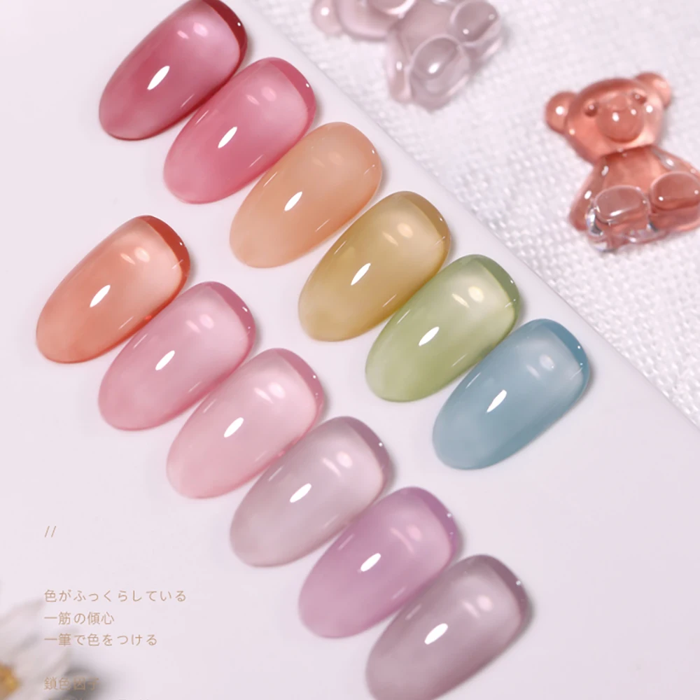 Vendeeni 24 Kleuren Gelei Transparante Gel Nagellak Nude Roze Huidskleur Uv Weken Van Gel Lak Jade Nail Art Gel Lak 15Ml