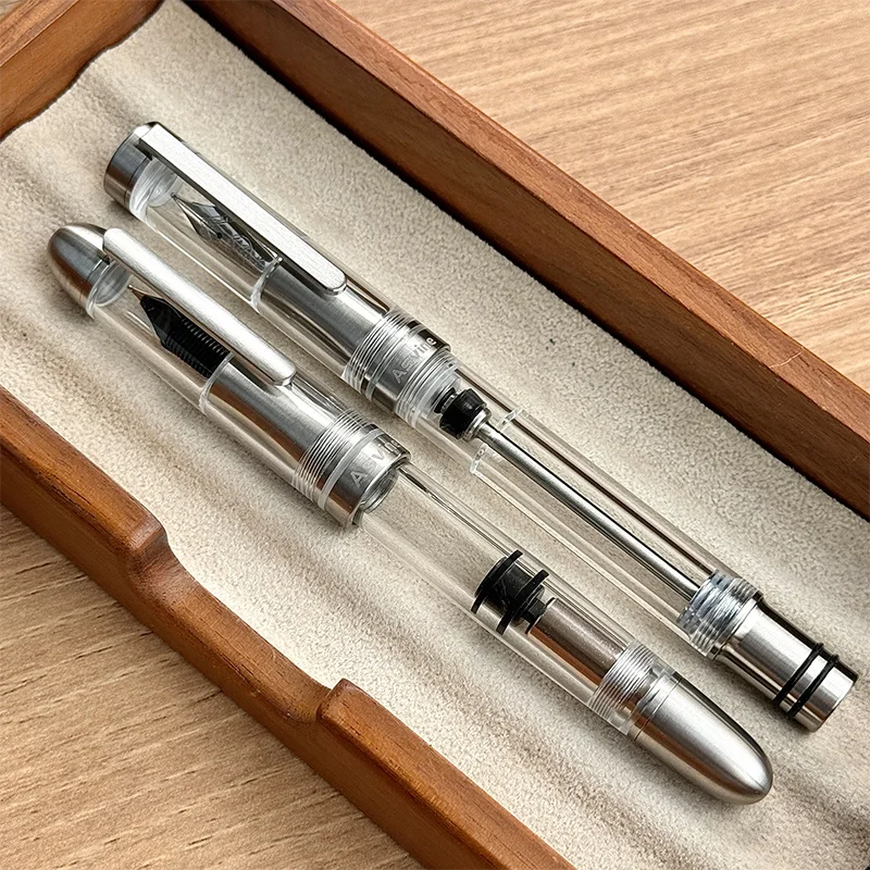 

Новая перьевая ручка Asvine V200 P36 с титановым поршнем Asvine/Bock/лезвие Long Knite NIb, прозрачные акриловые канцелярские принадлежности для письма