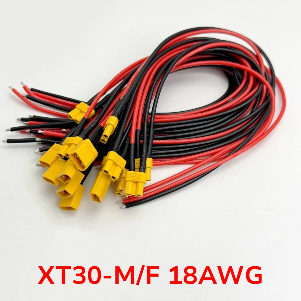 XT30 Plug 10cm 30CM Male Female Connector with 18AWG Cable for RC Car Lipo Battery Charge Connector Extension Silicone Wire
