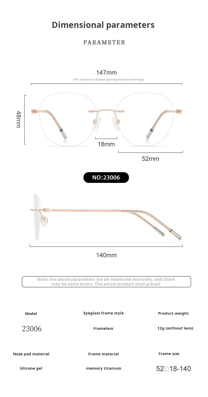 Xbora 23006 Eyeglasses — Frame Dimensions & Sizing Chart