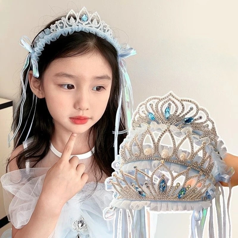 Royal Blue Princess Crown Rhinestone Headband for Baby Girls