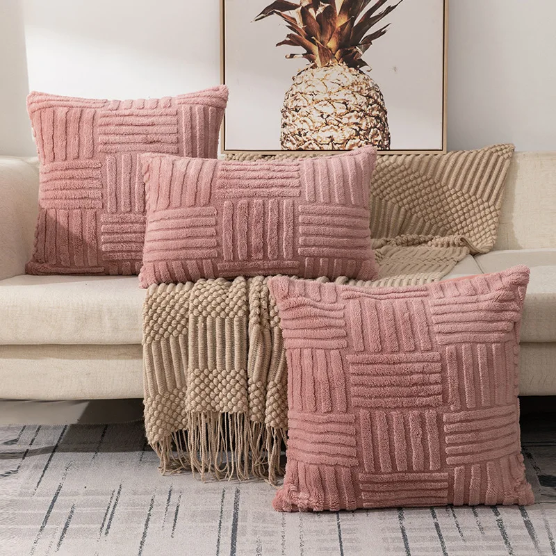 

Pack of 2 ,Snowflake Plush Velvet Pillowcase, Monochromatic Cushion Cover, Home Bedhead Quilted Pillowcase, Office Sofa, 45x45cm