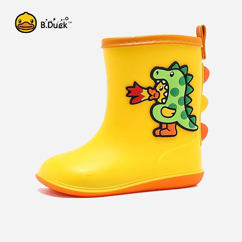 B.Duck Kinder-Regenstiefel aus Gummi, Kleinkindschuhe, niedlicher Cartoon-Dinosaurier, wasserdichte Stiefel für Jungen und Mädchen