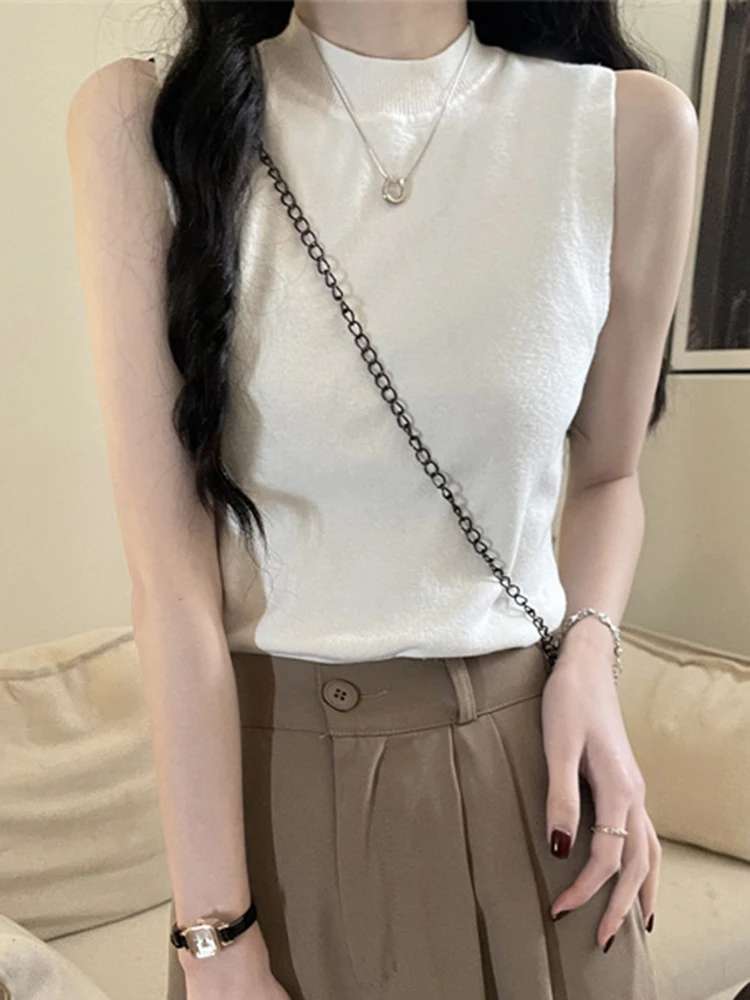 Sexy Knitted Top 2024 Summer Tank top Women camisole Blouse Sleeveless Slim Top Female sleveless t-shirt Vest Casual Camis