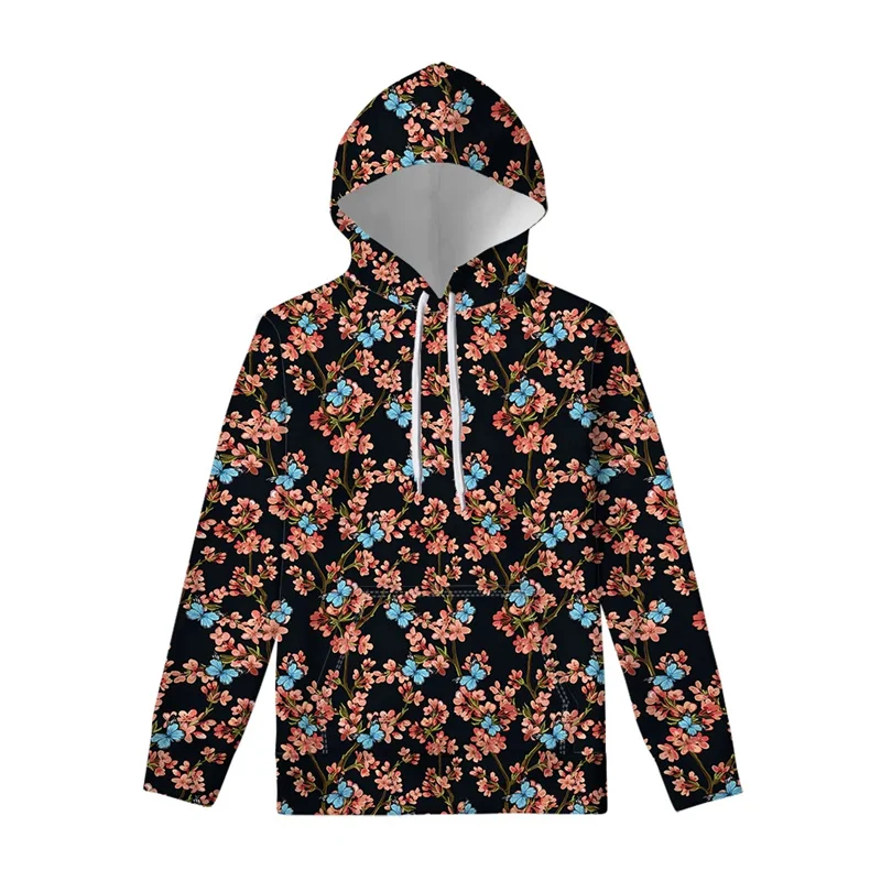 3D Flower Pattern Print Hoodie For Men Pullover Sweatshirts Autumn Street Harajuku Y2k Clothes Unisex Longsleeve Coat Sportwear