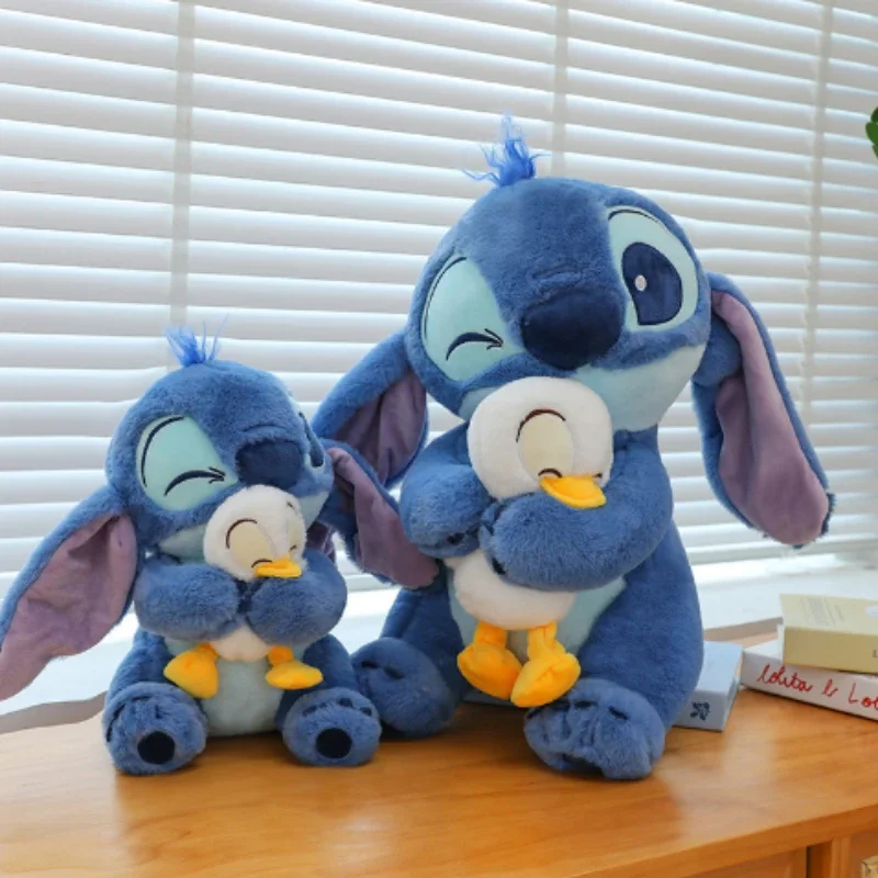 30cm Kawaii Disney Stitch Plush Dolls Stitch Hugging Heart Duck Peluches Toys Anime Pillow Appease Toys Girl Birthday Gift