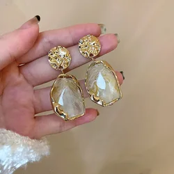 925 Silver Needle Fashion Pendant Earrings Trend Vintage Geometry Acrylic Earrings for Women 2023 Korean Bohemia Jewelry Gift
