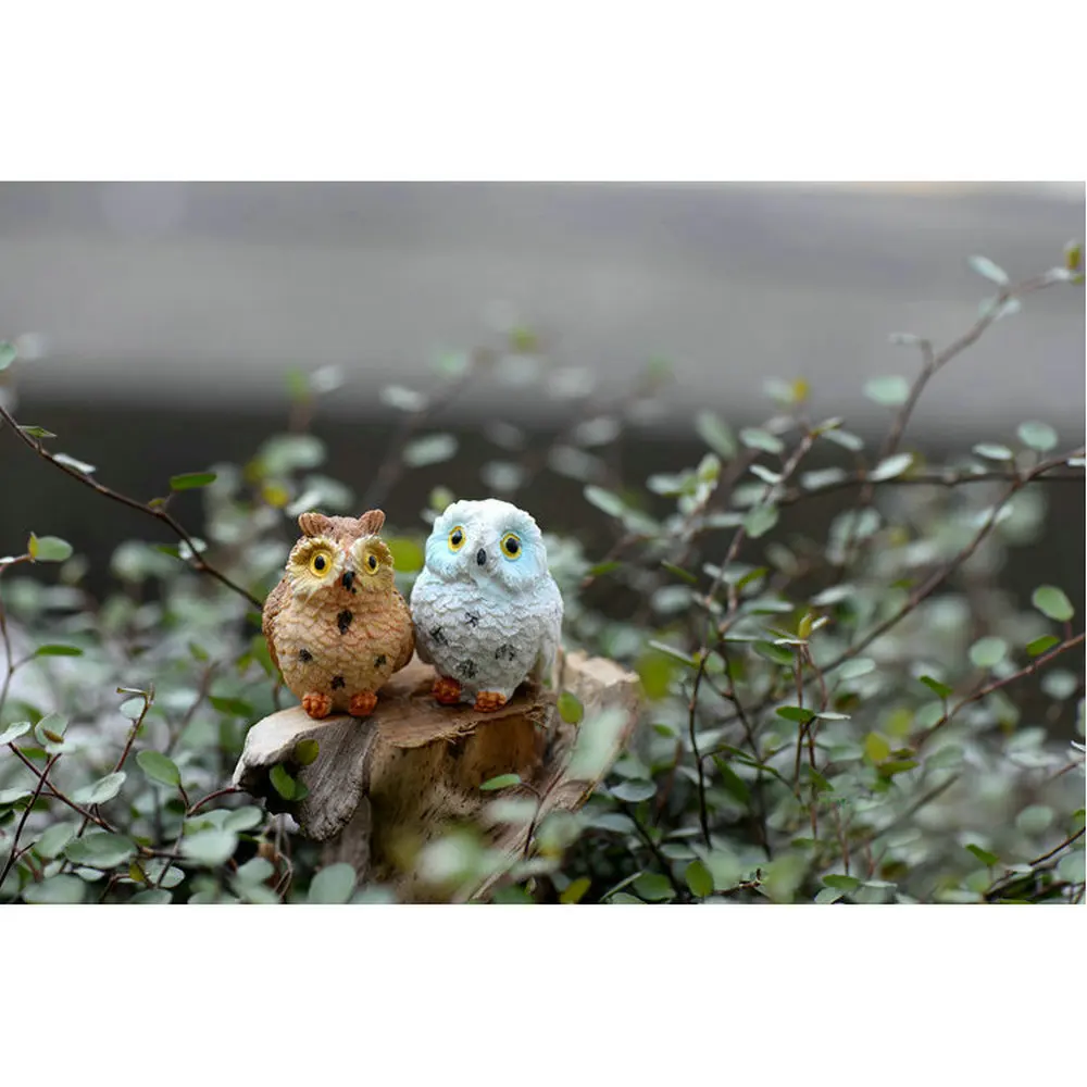 1 Pcs Random Owls Animal Figurines Resin Miniatures Figurine Craft Fairy Garden Ornament Micro Landscaping Fairy Garden Supplies