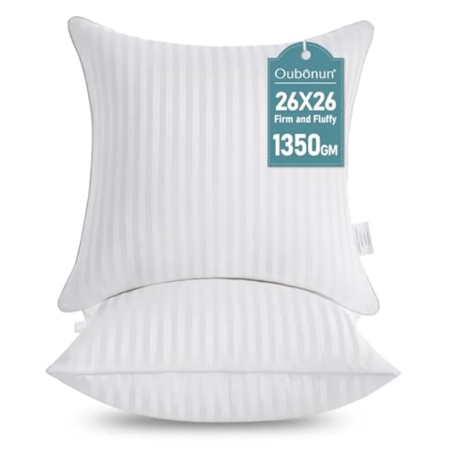 6 x 6 Euro Pillow serts, Firm and Fluffy Decorative Square Pillows for Couch Bed Sa with St Cotton Cover White Cushion with Dow