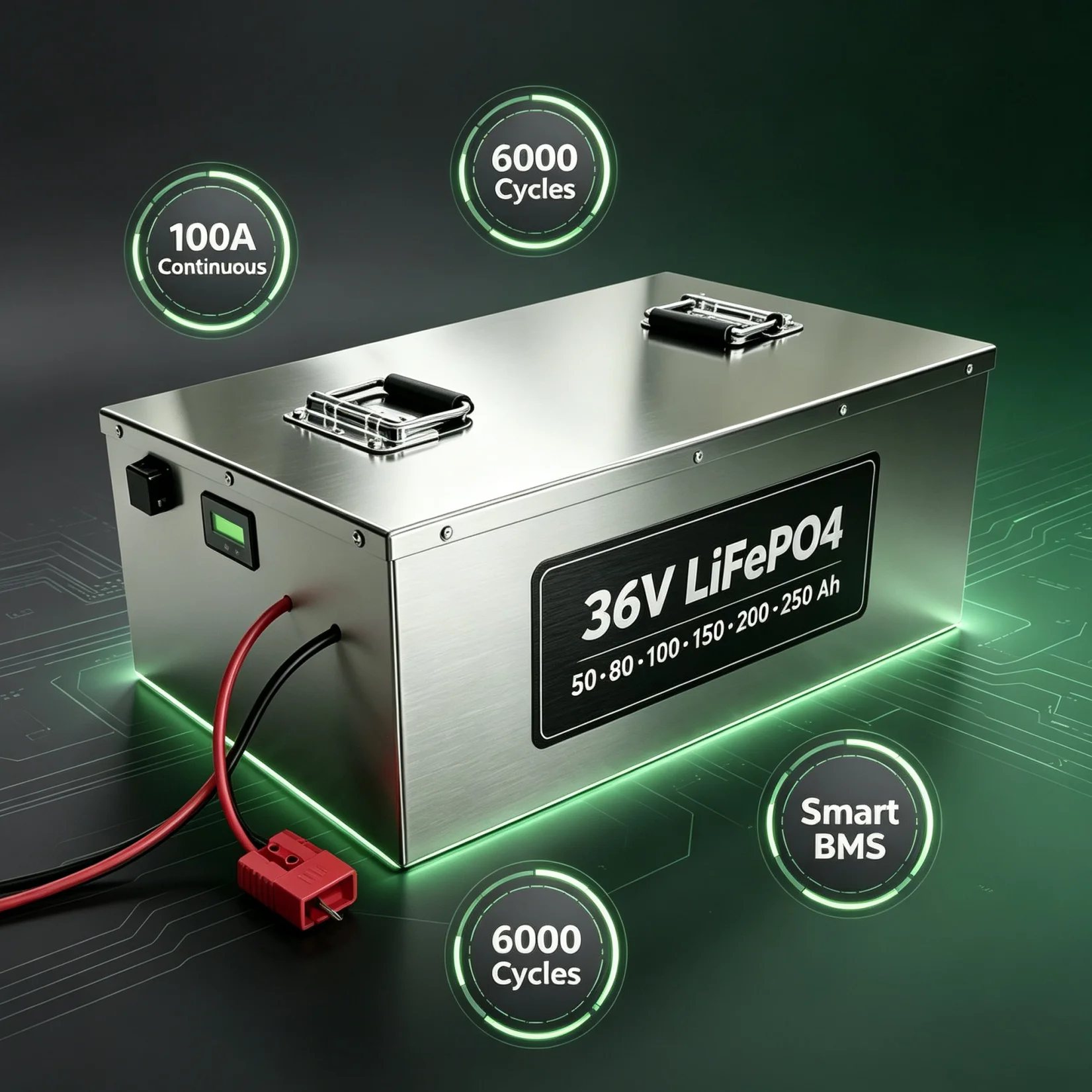 36V Lithium Battery 50-250Ah LiFePO4 Deep Cycle for Golf Cart Electric Vehicle RV Solar Marine with BMS