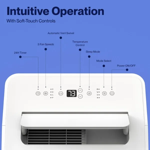 DELLA 14,000 BTU Portable Air Conditioner, Work with Alexa and WiFi, Cools Up To 650 Sq.Ft, Geo Fencing, with heat pump