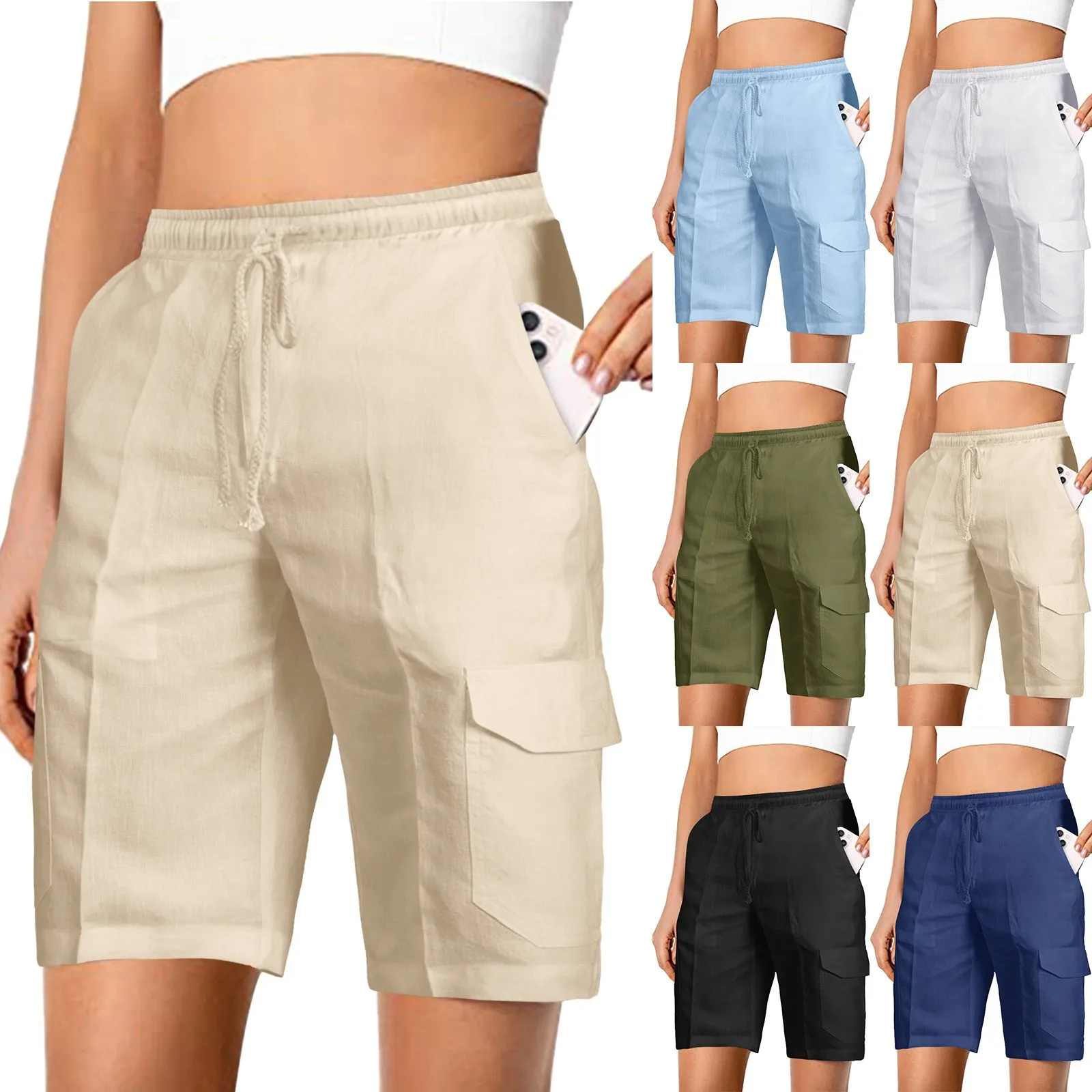 

Summer Shorts Women Summer Trunks Bermuda Shorts Cargo Shorts Loose Casual Sports Pocket Cotton Straight Breathable Sweatshorts