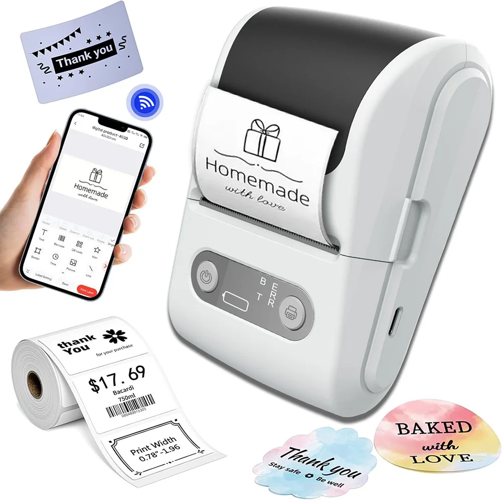 

Thermal Label Printer Handheld Pocket Printer Bluetooth-Compatible Label Machine Label Maker Machine for Office Home Business