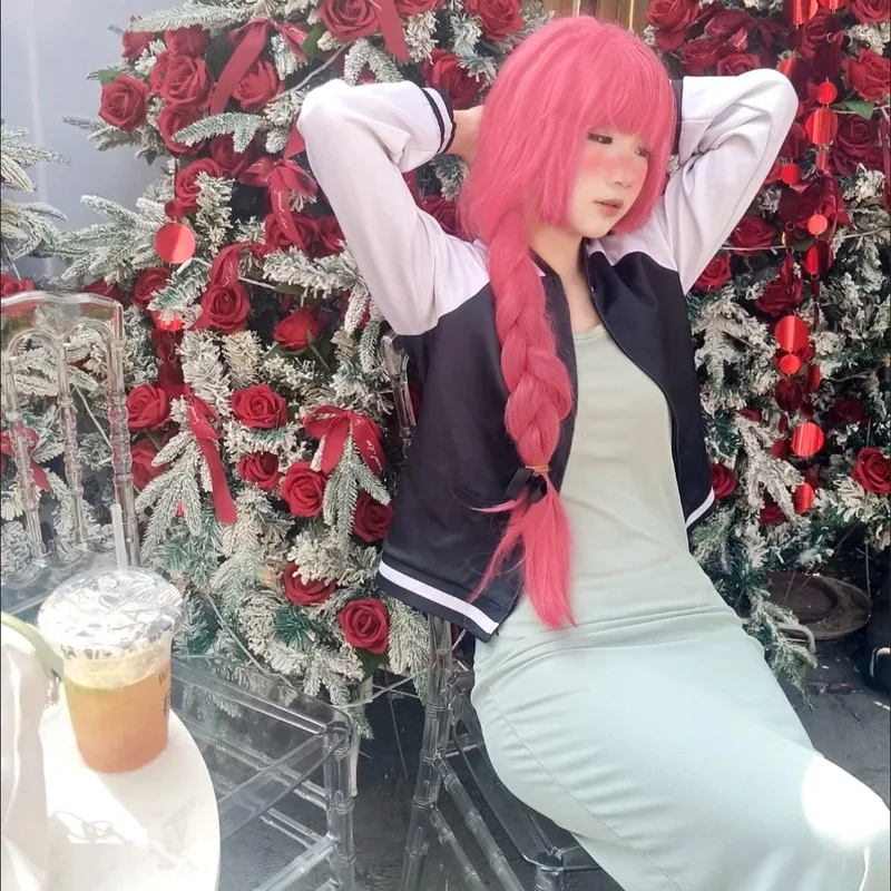 

CyBOCCHI THE ROCK Kikuri Hiroi Cosplay Costume Wig Shima Iwashita Baseball Uniform Anime Hoodie Zipper Jacket Dress Outfit Women