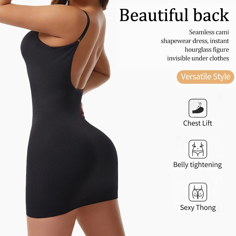 Women Shapewear V-Neck Full Slips for Under Dresses Body Shaper Tummy Control Strap Slip Elegant Slimming Cam Shaper Dress - view 2