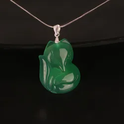 Natural 925 Silver Agate Fox Pendant Women's Chalcedony Water Drop Peace Buckle Jade Necklace Collarbone Chain Luxury Jewelry